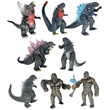 8pcs King Kong vs Godzilla Toys 2021 Movable Joint Action Figures King of The Monsters Birthday Dinosaur Kid Gift Cake Toppers