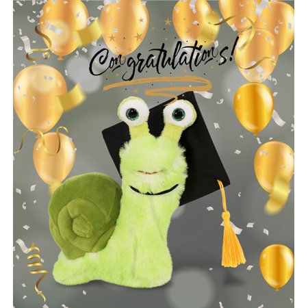 DolliBu Green Snail Graduation Plush Toy - Super Soft Plush Graduation Stuffed Animal Dress Up with Gown & Cap with Tassel Outfit - Congratulatory Graduation Gift - 7 Inches