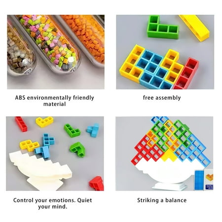 MACTANO Tetra Balancing Board Building Block Set Balance Tower Stacking Building Kit Toy Multi Color