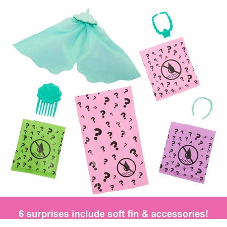 Barbie Color Reveal Mermaid Series Doll & Accessories with 6 Surprises, Color-Change Hair