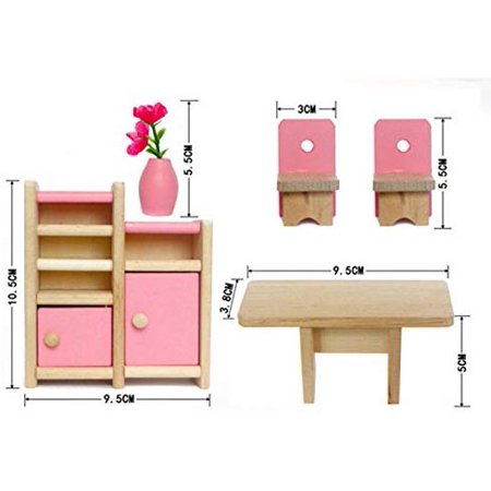 Amerteer Baby Kids Play Pretend Toy Design Wooden Doll Furniture Dollhouse Miniature Toy Children Gifts for Play Houses