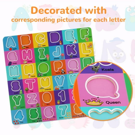 Wooden Alphabet and Number Puzzles for Toddlers 1-3, Preschool ABC Educational Alphabet Learning Toys for Baby Boys and Girls 1 2 3