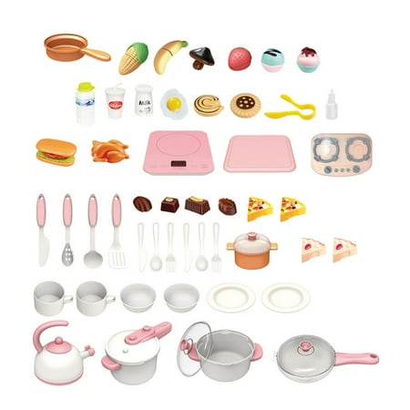 Valessati Kitchen Set Pink for Toddlers 49 Pieces Pretend Play Cook Sink for Girls +3 Years