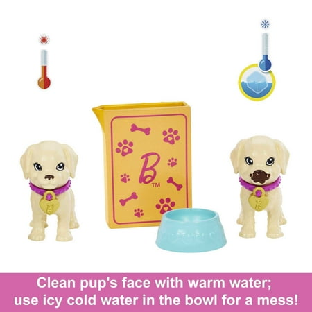 Barbie Doll and Accessories Pup Adoption Playset with Doll, 2 Puppies and Color-Change