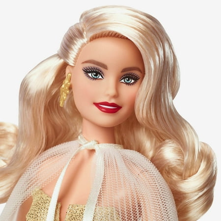 2023 Holiday Barbie Doll, Seasonal Collector Gift, Golden Gown and Blond Hair