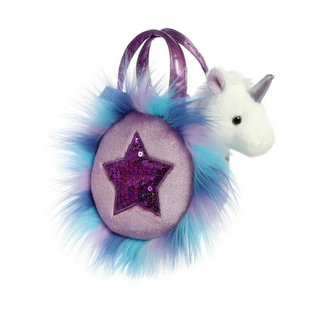 Aurora - Small Blue Fancy Pals - 5.5" Sparkle Heart Purple Unicorn - Fashionable Stuffed Animal