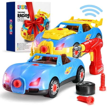 Take Apart Racing Car Toys - Build Your Own Car with 30 Piece Constructions Set - Comes with Engine Sounds & Lights & Drill with Tools for Kids - Newest Version - Original - by Play22