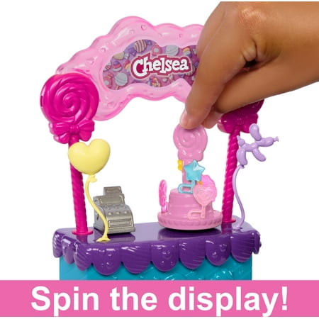 Barbie Chelsea Doll & Lollipop Stand, 10-Piece Toy Playset with Accessories