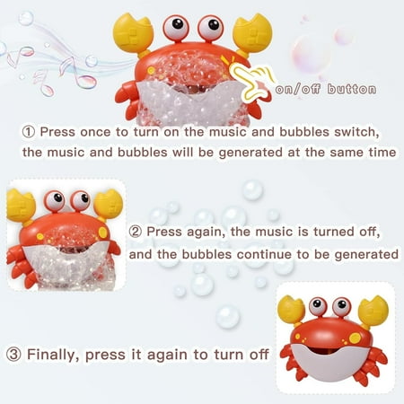 WISHTIME Baby Bath Toys Game - Baby Bath Bubble Toys Set Shower Bath Baby Toy Automatic Crab Bubble Maker Kids Machine with Music Baby Fun Bath Toys for 1,2,3+ Year Old Boy Girl Toddler Gift Toy