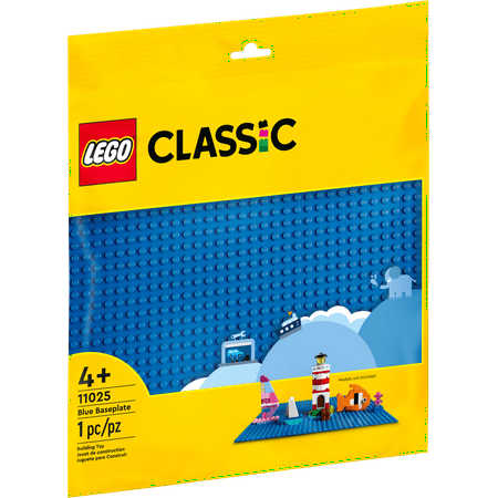 LEGO Classic Blue Baseplate Square 32x32 Stud Foundation to Build, Play, and Display Brick Creations, Great for Ocean and Water Landscapes, 11025