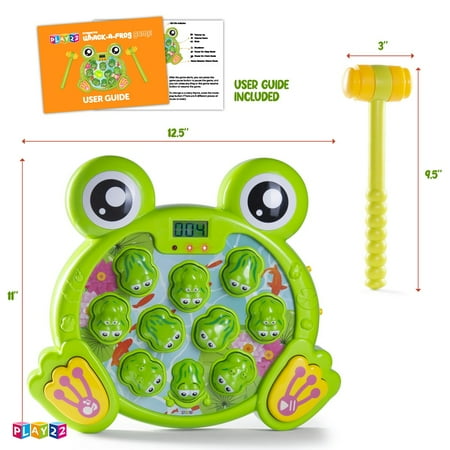 Whack a Frog Game Interactive Game for Toddler, Learning, Active, Early Developmental Toy, Fun Gift Boys and Girls, 2 Hammers Included Play22USA