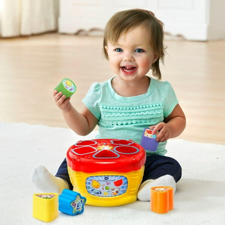 VTech Sort and Discover Drum Toy Musical Instruments with Accessories Included, Baby and Toddler Toys