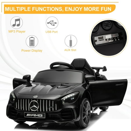 Seizeen Ride On Toys for Girls Boys, 12V Battery 4-Wheel Riding Truck Cars, Electric Ride On Benz GT W/ Remote Control for 2-6 Years Old Kids, 3 Speeds, MP3 Player, LED Lights, Seat Belt, Black