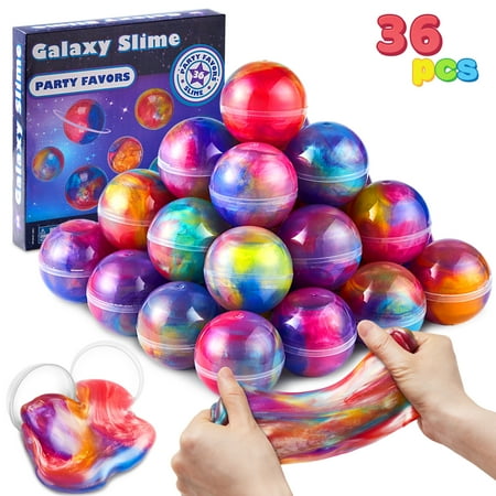 JOYFY 36 Pcs Galaxy Slime Ball Party Favors, Stretchy, Non-Sticky and Safe for Girls and Boys, Classroom Reward, Easter Basket Stuffers, Birthday Party Supplies