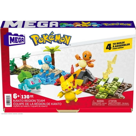 MEGA Pokémon Building Toy Kit Kanto Region Team with 4 Figures (130 Pieces), Ages 8 and up, Plastic