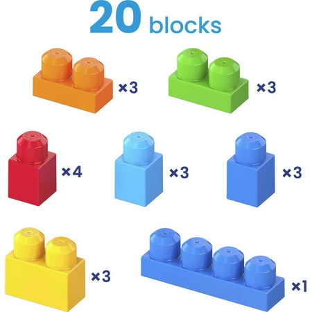 MEGA BLOKS Fisher-Price Blue Block Scooping Wagon Building Toy (21 Pieces) for Toddler