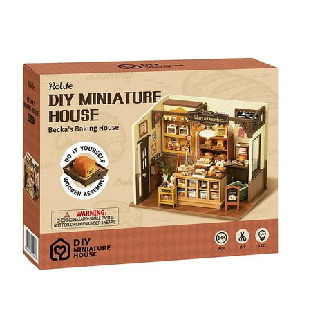 Rolife DIY Miniature Dollhouse Kit Becka's Baking House Birthday Gifts for Boys & Girls