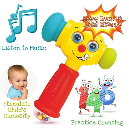 Toys for 1 Year Old Boys Girls Toddlers, Baby Toys 6 to 12 Months Toy Hammer with Music Sound & Light