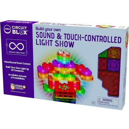 E-Blox: Circuit Blox: BYO Sound & Touch Controlled Light Show - Build Your Own Light Up 3D Creations, LED Brick Kit, Electrical DIY STEM, Kids Ages 5+