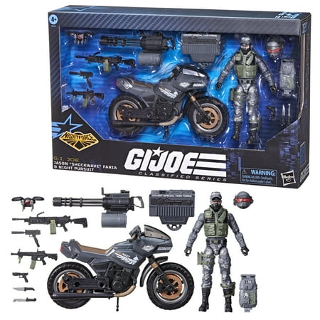 G.I. Joe Classified Series #127, Night Force Jason "Shockwave" Faria & Night Pursuit Cycle, 6” Action Figure, Walmart Exclusive