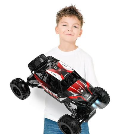 1:12 RC Cars 4WD off Road 2.4Ghz RC Monster Truck with Metal Shell and Light, Remote Control Car Crawler for Adult and Kid, 2 Batteries, Red