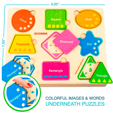 Quokka Wooden Toys for 1 2 3 - Toddler Puzzles Pack for Babies - Educational Games for Learning Numbers, Shape, Animals