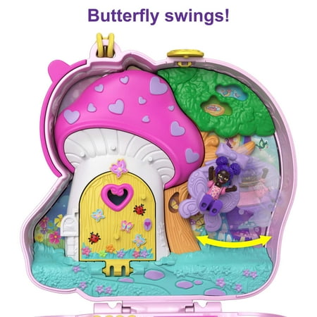 Polly Pocket Unicorn Tea Party Compact Playset with 2 Micro Dolls & Accessories, Travel Toys