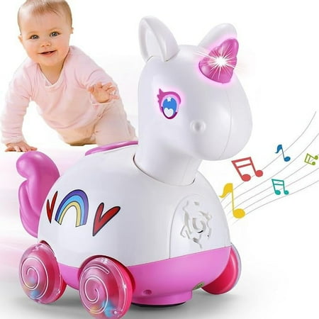 Wanonoo Crawling Unicorn Baby Toy for 6-12 Month, Tummy Time Development Learning Toys with Music & Lights for 7 8 9 10 11 12-18 Month, Toddler Birthday Gift for 1 2 Year Old Girls Boys