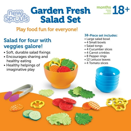 Learning Resources New Sprouts Garden Fresh Salad Playset, Play Pretend Kitchen Activity Preschool Toy for Kids Girls Boys Ages 2 3 4+ Year Old