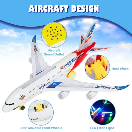 UUGEE Airplane Toys for Toddlers Boys Girls, Bump and Go Action, Kids Toy plane with Flashing Lights & Music for 3-12 Years