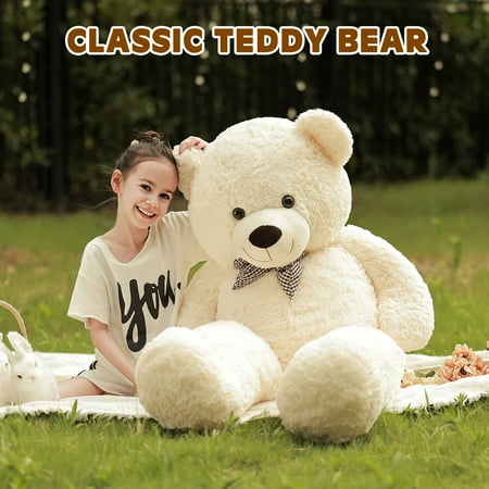 PayUSD Giant Teddy Bear Stuffed Animals for Kids 4ft 47in Big Stuffed Bear Toddler Large Plush Toy for Christmas Valentines Easter Baby Shower Girlfriend Boyfriend Wife Girls Boys, Cream