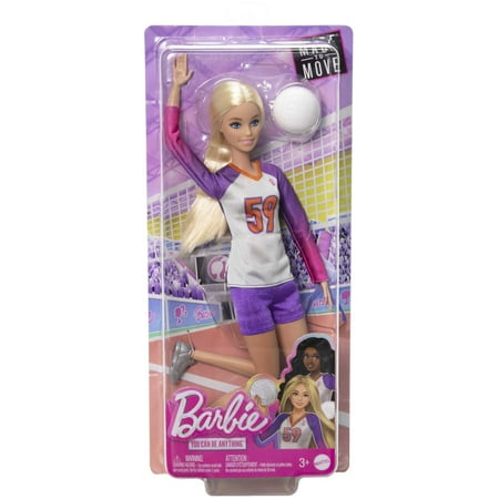 Barbie Doll & Accessories, Made to Move Career Volleyball Player Doll, 11 in