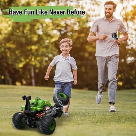 Wisairt Remote Control Monster Truck,1:14 4WD Remote Control Toys 360 Degress Rotation Shark RC Car for Kids boys girls Age 3 4 5 6 8-12 Birthday Christmas Gifts(Green)