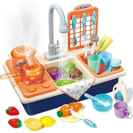 RUVINCE Pretend Play Kitchen Sink Toys Children Electric Dishwasher Playing Toy Kid,4.9 x 19 x 7 Inches