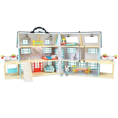 Honey Bee Acres 15 inch Tall Buzzby Farmhouse, 51 Piece Doll Playset, Ages 3+