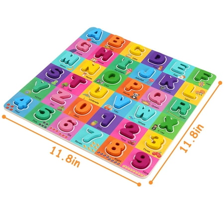 Wooden Alphabet and Number Puzzles for Toddlers 1-3, Preschool ABC Educational Alphabet Learning Toys for Baby Boys and Girls 1 2 3