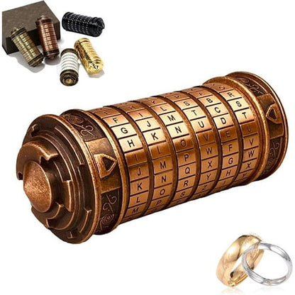 Da Vinci Code Cryptex Mini Bronze Lock Puzzle Valentines Day Gifts for him her Men Women dad Boys Metal Anniversary Cool Romantic Birthday for Her Gifts Box