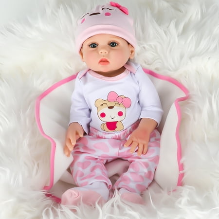 WLRETMCI Reborn Baby Dolls,17 Inch Newborn Baby Realistic Dolls Full Vinyl Body Silicone Lifelike Baby Dolls, Baby Girls Kids Toys, Christmas Gifts for Kids Girls Age 2 3 4 5 6+