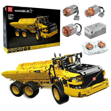 Mould King 17010 Technical Car Toys Yellow RC Dump Truck Building Block Model Audlt Kid, Yellow