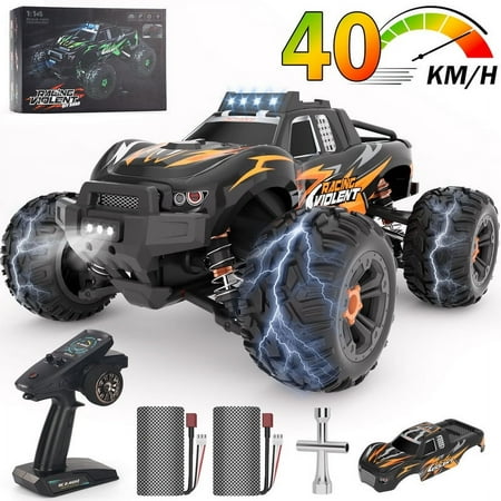 Yexmas Fast RC Cars for Adults 40+KM/H All Terrain High-Speed Remote Control Car,4WD 1:14 Scale RC Truck with 70 Min Runtime, 2 Batteries Gifts Toys for Kids Orange