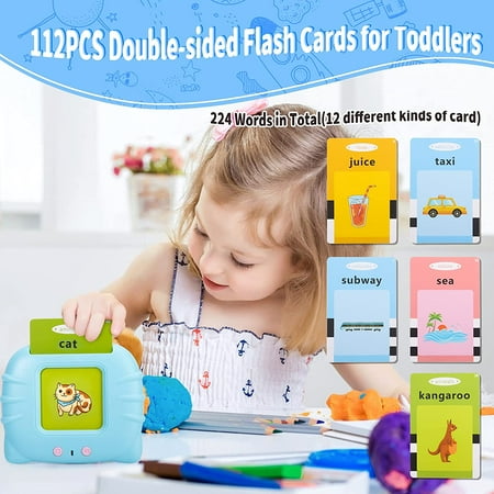 Wintekd Talking Flash Cards Learning Toys for 2 3 4 5 6 Years Old Boys Girls - Educational Toddlers Toys Reading Machine with 224 Words, Preschool Montessori Toys and Birthday Gift for Kids Ages 2-7