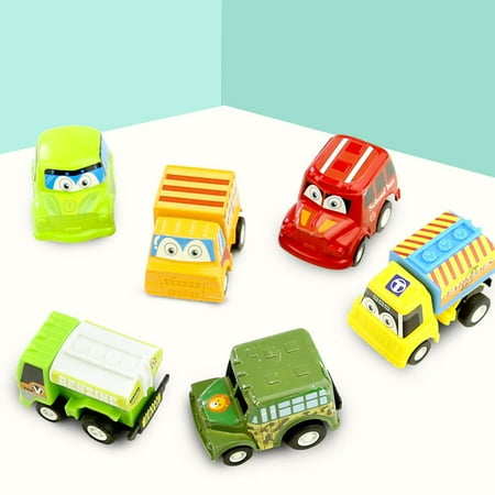 Evjurcn 6Pcs Pull Back Car Toy Toddlers Bulk Vehicles Set Birthday Return Gifts Girls and Boys Kids Play Set for Class Prizes Treasure Box and Party Favors