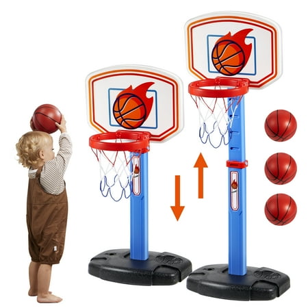 SYNCFUN Toddler Basketball Hoop, Indoor Basketball Game Set for Kids 1-3, Adjustable Kids Basketball Goal With 4 Balls for Indoor Outdoor Play