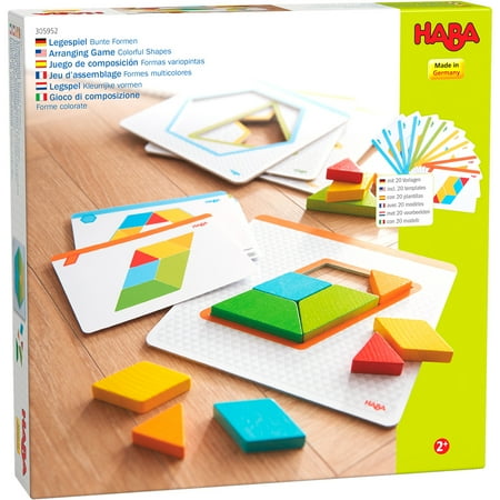 HABA Colorful Shapes Beginner Tangrams Pattern Blocks Wooden Arranging Game