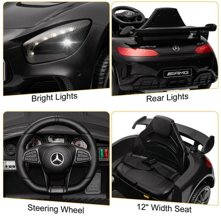 Seizeen Ride On Toys for Girls Boys, 12V Battery 4-Wheel Riding Truck Cars, Electric Ride On Benz GT W/ Remote Control for 2-6 Years Old Kids, 3 Speeds, MP3 Player, LED Lights, Seat Belt, Black