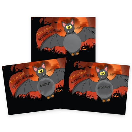 My Scratch Offs Halloween Spooky Bat Scratch Off Party Game Card 26 Cards 24 Sorry/2 Winner