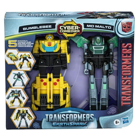 Transformers EarthSpark Cyber-Combiner Bumblebee & Mo Malto Action Figures, Robot Toys, Christmas Gifts for Boys & Girls, 6+