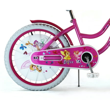 USToyOutlet 20 In. Cruiser Steel Frame Bicycle Coaster Brake One Piece Crank, White, Pink Full cover Chain Guard, Pink Basket, Fenders and Rims, White Tire Kid's Bike - Pink and Hot Pink