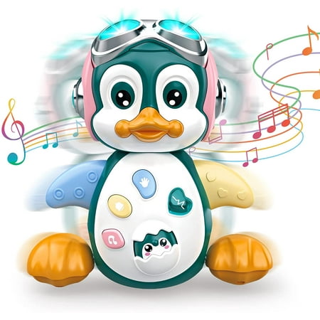 Vanmor Baby Musical Crawling Toys Penguin, Baby Toys 6 to 12 Months Infant Learning Moving Walking Dancing Toy with Music & Lights for 1 Year Old Toddler Boy Girl Birthday Gifts