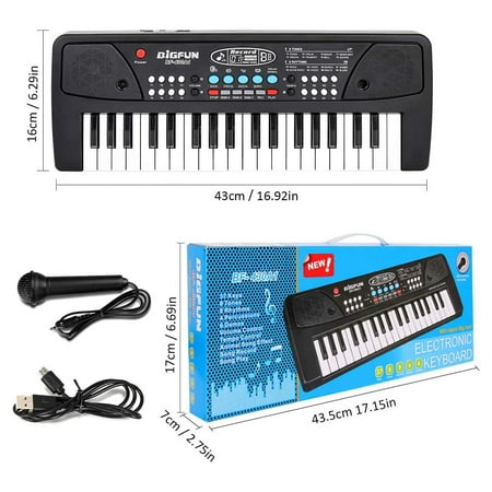 AIMEDYOU Kids Piano, Kids Keyboard 37 Keys Portable Electronic Musical Instrument Multi-Function Music Piano for Kids Early Learning Educational Toy Birthday Xmas Day Gifts (Black)